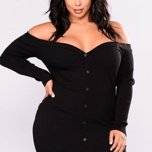 Ribbed Off-shoulder Dress